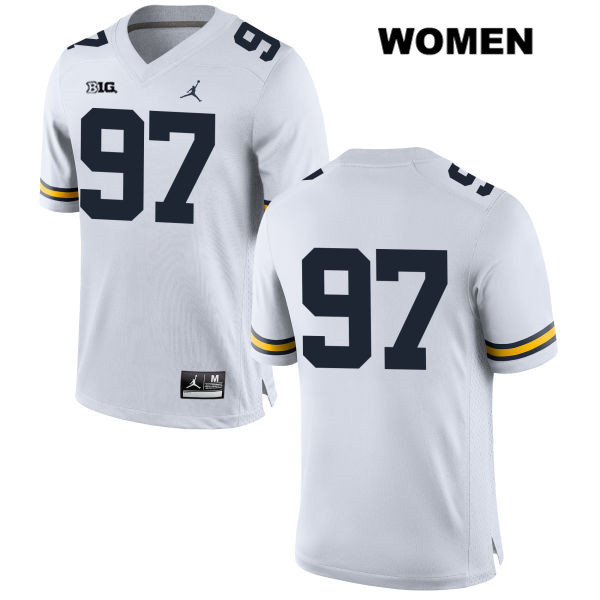 Women's NCAA Michigan Wolverines Aidan Hutchinson #97 No Name White Jordan Brand Authentic Stitched Football College Jersey FJ25J63FJ